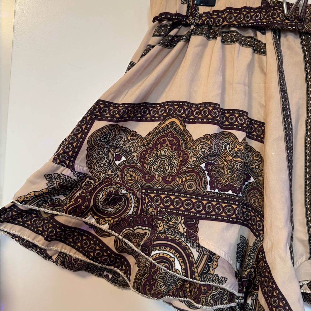 Reverse Cream and Brown Patterned Skirt